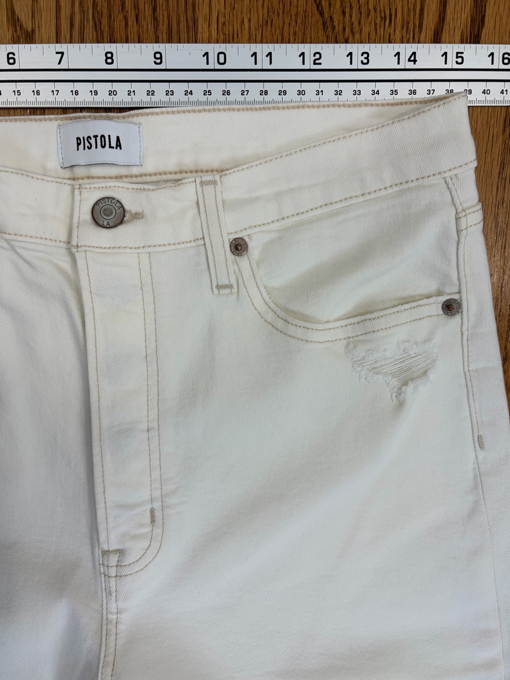 pistola Cream Wide Leg Jeans (30) - Picture 6 of 8
